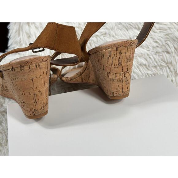 Torrid Shoes Womens Size 11W Brown Cognac Cork Mini Wedge Sandals Ankle Strap - Picture 7 of 9